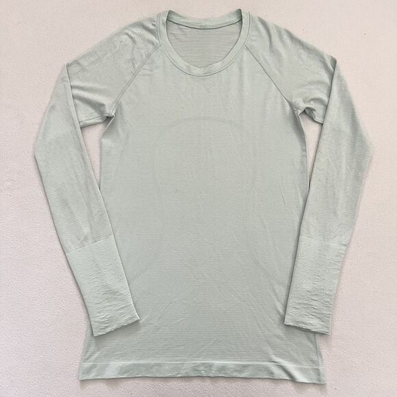 Lululemon Women Distorted Static Delicate Mint White Swiftly Tech LS 2.0 Shirt 8 - Picture 1 of 11